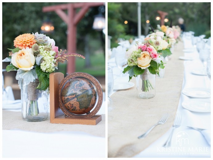 Travel Decor and Bridesmaid Bouquets | Temecula Creek Inn Wedding Photo | Temecula Wedding Photographer | Kristine Marie Photography | © www.kristinemariephotography.com