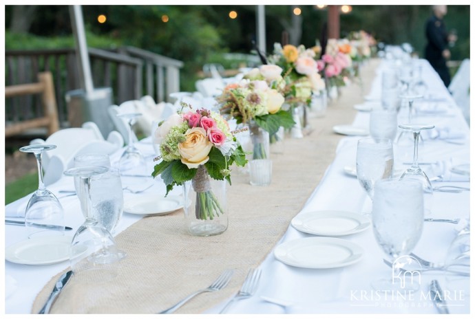 Bridesmaid Bouquets for Centerpiece | Temecula Creek Inn Wedding Photo | Temecula Wedding Photographer | Kristine Marie Photography | © www.kristinemariephotography.com