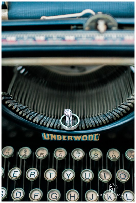 Ring Shot on Typewriter | Temecula Creek Inn Wedding Photo | Temecula Wedding Photographer | Kristine Marie Photography | © www.kristinemariephotography.com