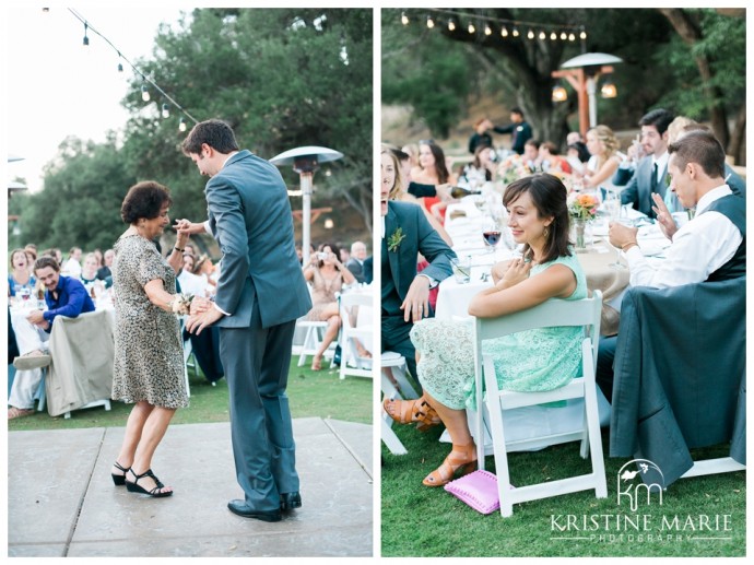 grandma dances with groom | Temecula Creek Inn Wedding Photo | Temecula Wedding Photographer | Kristine Marie Photography | © www.kristinemariephotography.com