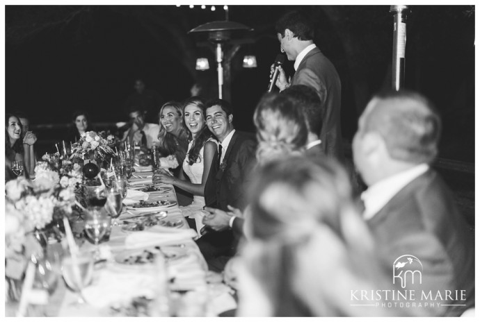 best man speech | wedding guests laughing | | Temecula Creek Inn Wedding Photo | Temecula Wedding Photographer | Kristine Marie Photography | © www.kristinemariephotography.com