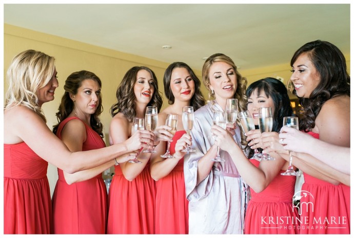 Champagne Toast Bridesmaids and Bride | Temecula Creek Inn Wedding Photo | Temecula Wedding Photographer | Kristine Marie Photography | © www.kristinemariephotography.com