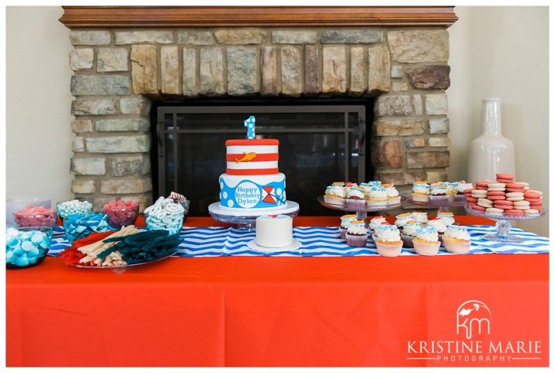 Dr. Seuss Theme Dessert Table | First Birthday Party Photo | Dr. Seuss Theme | San Diego Event Photographer | Kristine Marie Photography  | © www.kristinemariephotography.com