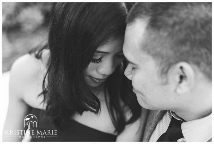 black and white romantic photo | UCSD Engagement Photo | La Jolla Engagement Wedding Photographer | © www.kristinemariephotography.com