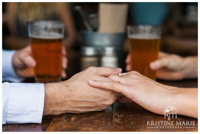 Gold Engagement Ring | Union Kitchen and Tap Engagement Photo | Encinitas Wedding and Engagement Photographer | Kristine Marie Photography | © www.kristinemariephotography.com