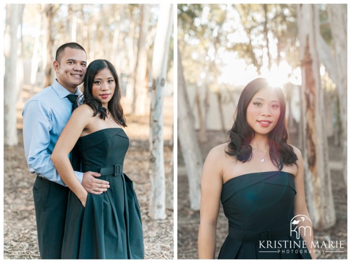 eucalyptus groves at sunset | UCSD Engagement Photo | La Jolla Engagement Wedding Photographer | © www.kristinemariephotography.com