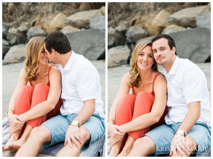 Swamis Beach Sunset Engagement Photo | Encinitas Wedding and Engagement Photographer | Kristine Marie Photography | © www.kristinemariephotography.com