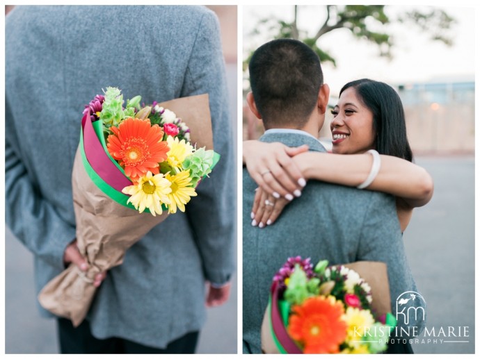 bouquet of flowers  | UCSD Engagement Photo | La Jolla Engagement Wedding Photographer | © www.kristinemariephotography.com