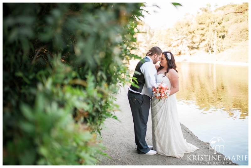 Romantic Bride and Groom Photo | Lake Wedding | San Diego Wedding Photographer | © Kristine Marie Photography | www.kristinemariephotography.com