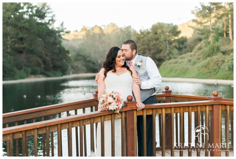 Bride and Groom on Wooden Bridge | Lake Wedding | San Diego Wedding Photographer | © Kristine Marie Photography | www.kristinemariephotography.com