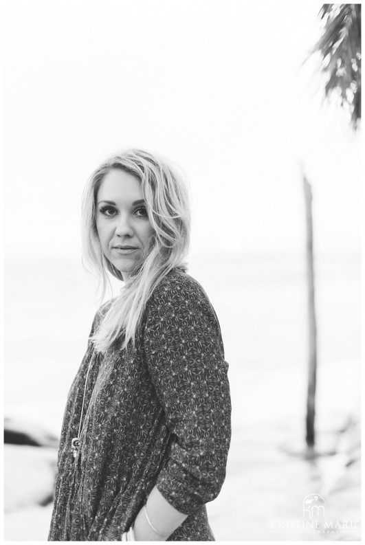 Black and White Photo of California Girl at the Beach  Windandsea Beach Engagement Photo | La Jolla Wedding Photographer | Kristine Marie Photography | © www.kristinemariephotography.com