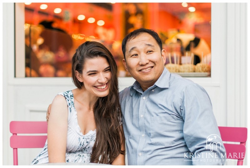 happy couple at ice cream shop | | Westfield UTC Mall Photos | La Jolla Engagement Photographer | Kristine Marie Photography © www.kristinemariephotography.com