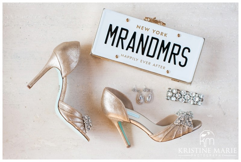 Kate Spade Mr and Mrs Clutch | Jim Hjelm Wedding Dress and Betsey Johnson Wedding Shoes | Fairbanks Ranch Country Club Wedding Photos | Kristine Marie Photography © www.kristinemariephotography.com