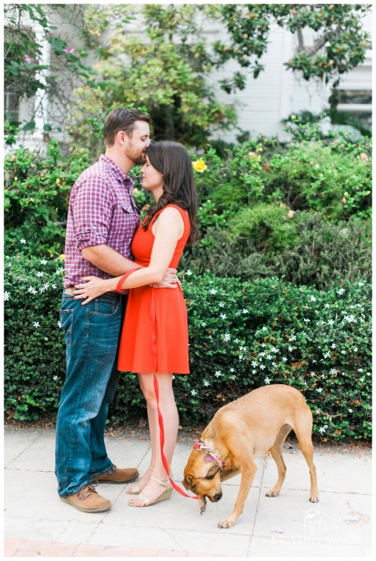 Engagement Photo with Dog Engagement in San Diego with Dog | Banker's Hill San Diego Engagement Photo | Kristine Marie Photography | © www.kristinemariephotography.com