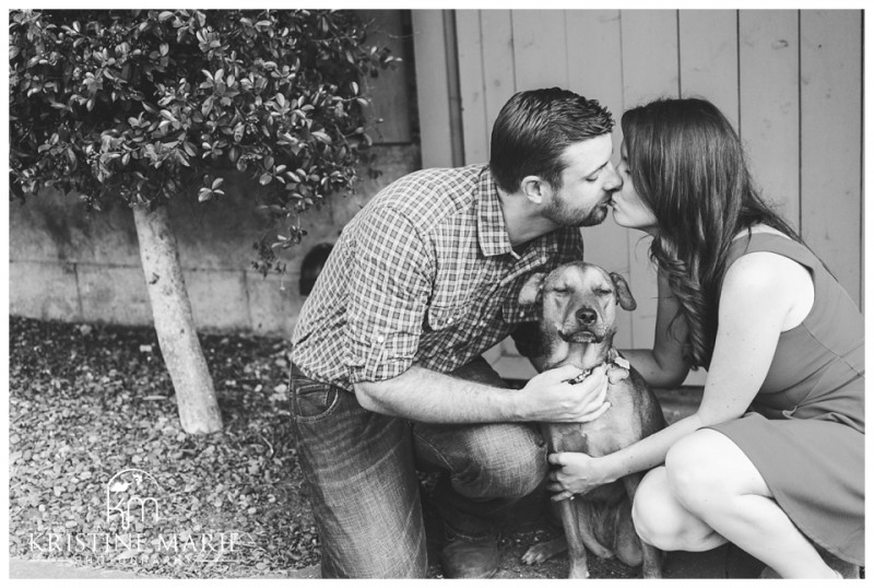 Engagement Photo with Dog Engagement in San Diego with Dog | Banker's Hill San Diego Engagement Photo | Kristine Marie Photography | © www.kristinemariephotography.com