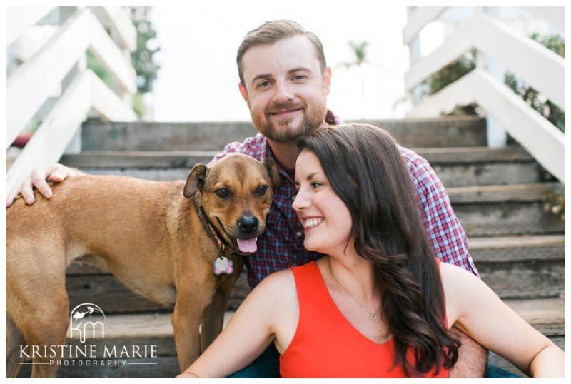 Engagement Photo with Dog Engagement in San Diego with Dog | Banker's Hill San Diego Engagement Photo | Kristine Marie Photography | © www.kristinemariephotography.com