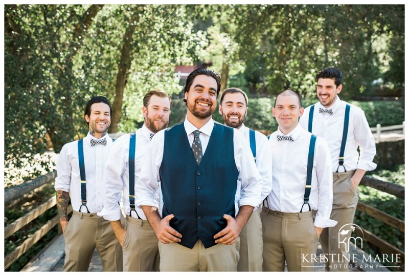 Groomsmen in Suspenders and Bowtie | Campbell Creek Ranch Estate Weddindg Pictures | Alpine Wedding Photographer | Kristine Marie Photography | © www.kristinemariephotography.com