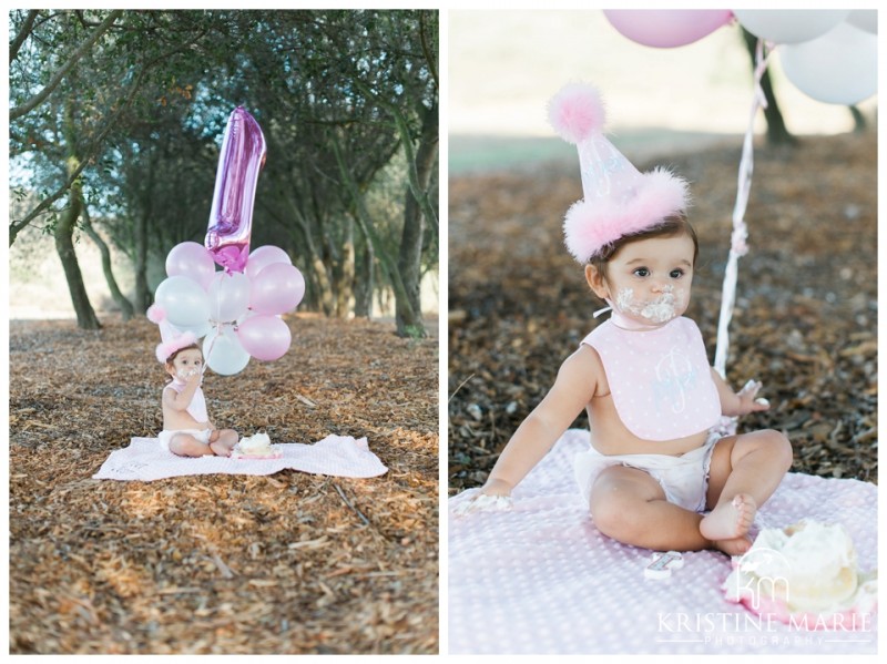 Baby Girl Cake Smash | San Diego Poway Baby Photographer | Kristine Marie Photography © www.kristinemariephotography.com 