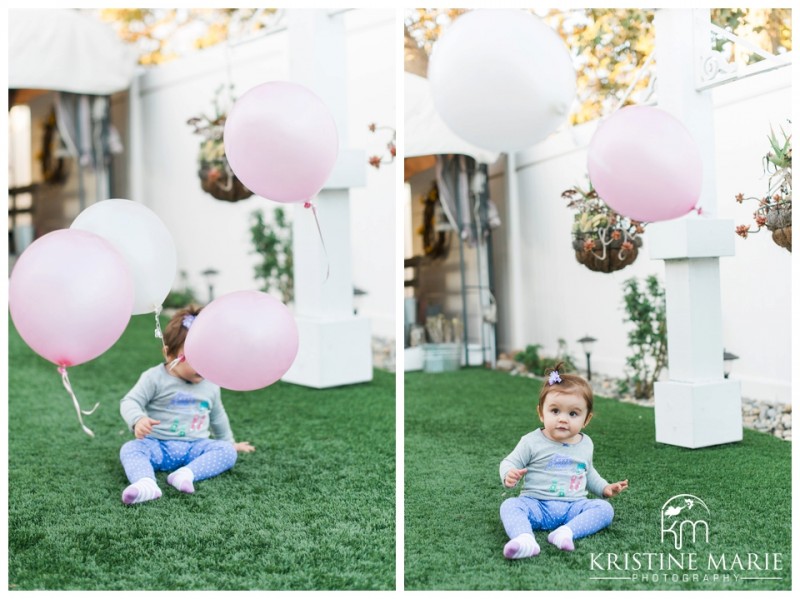 Balloons Little Girl First Birthday | San Diego Poway Baby Photographer | Kristine Marie Photography © www.kristinemariephotography.com 