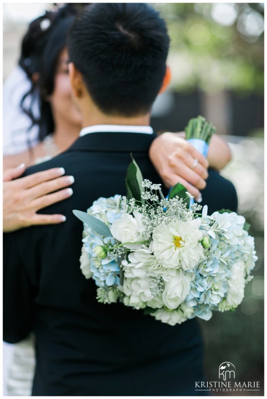 Blue and White Wedding Bouquet | The Thursday Club San Diego Wedding Photographer | Kristine Marie Photography | © www.kristinemariephotography.com