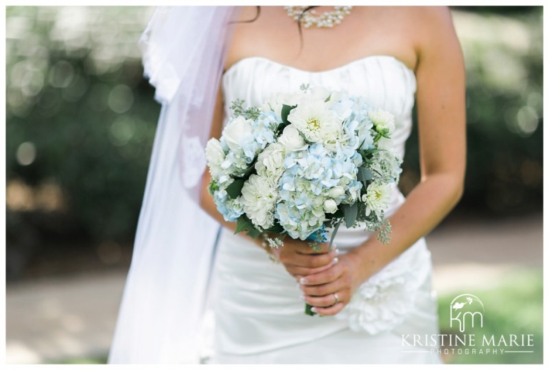 Blue and White Wedding Bouquet | The Thursday Club San Diego Wedding Photographer | Kristine Marie Photography | © www.kristinemariephotography.com