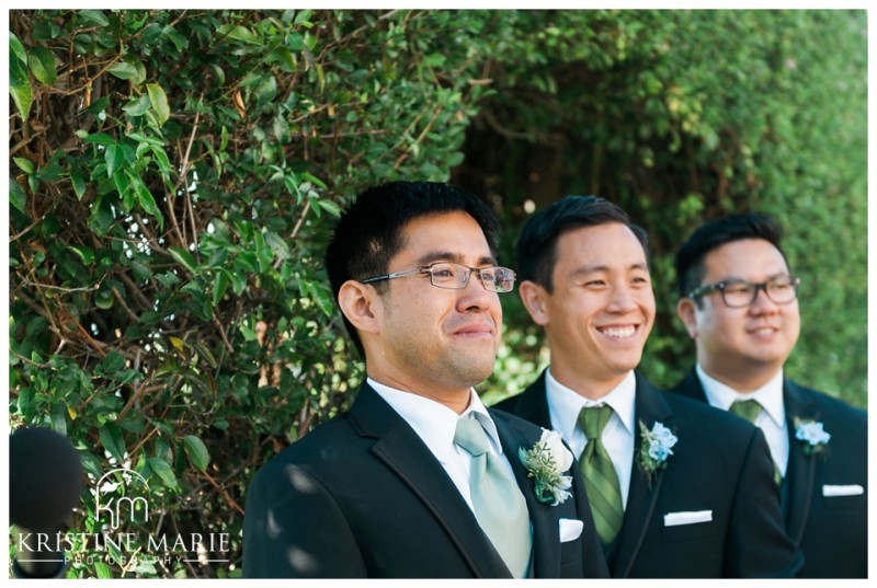 Groom sees Bride walk down the aisle | The Thursday Club San Diego Wedding Photographer | Kristine Marie Photography | © www.kristinemariephotography.com