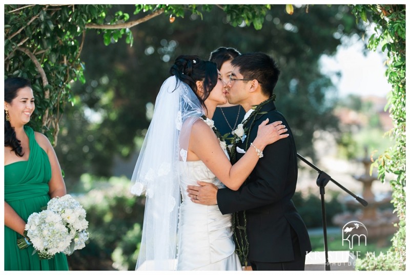 The First Kiss as Husband Wife | The Thursday Club San Diego Wedding Photographer | Kristine Marie Photography | © www.kristinemariephotography.com