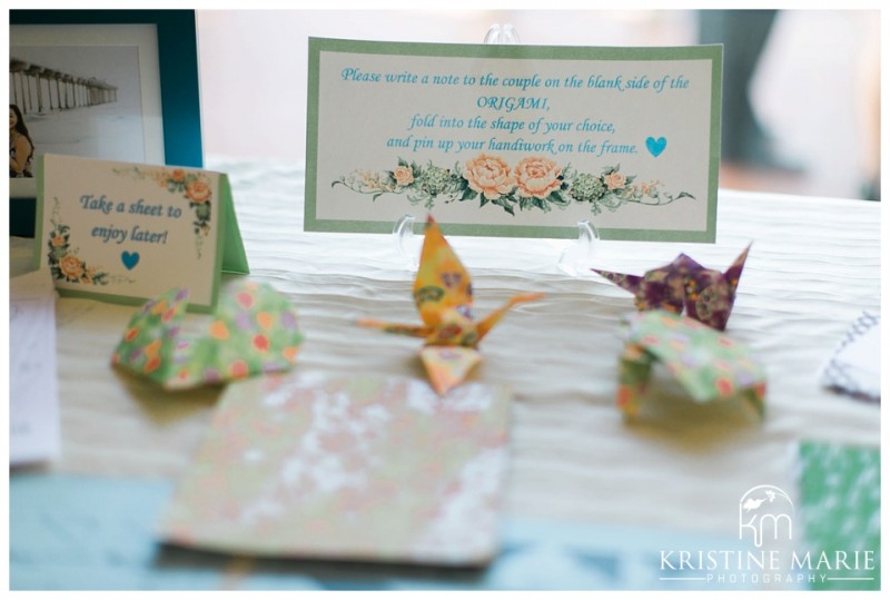 Origami Guest Sign In Reception Activity | The Thursday Club San Diego Wedding Photographer | Kristine Marie Photography | © www.kristinemariephotography.com