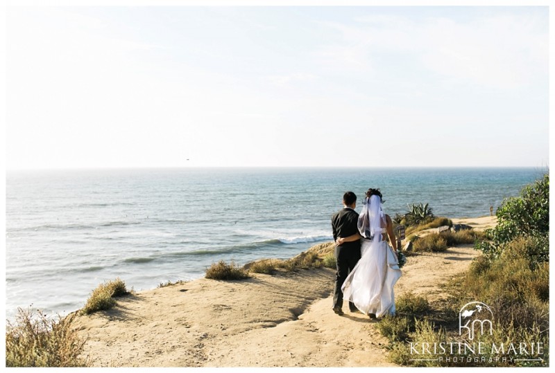 Bride and Groom Scenic Photo at Sunset Cliffs | Sunset Cliffs Wedding Photo | Thursday Club | San Diego Wedding Photographer | Kristine Marie Photography | © www.kristinemariephotography.com