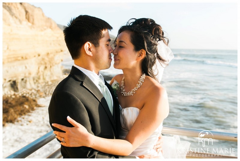 Sunset Cliffs Photo Bride and Groom Kissing | Sunset Cliffs Wedding Photo | Thursday Club | San Diego Wedding Photographer | Kristine Marie Photography | © www.kristinemariephotography.com