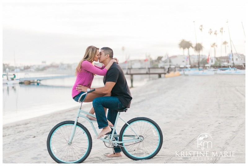 Romantic Sunset Engagement Boats and Beach Cruisers | Mission Bay San Diego Photographer | Kristine Marie Photography © www.kristinemariephotography.com (12)