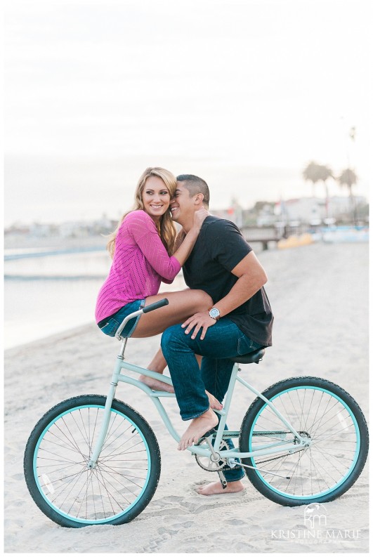 Romantic Sunset Engagement Boats and Beach Cruisers | Mission Bay San Diego Photographer | Kristine Marie Photography © www.kristinemariephotography.com (13)