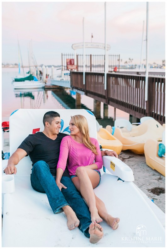 Romantic Sunset Engagement Boats and Beach Cruisers | Mission Bay San Diego Photographer | Kristine Marie Photography © www.kristinemariephotography.com (21)