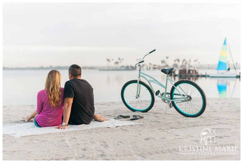 Romantic Sunset Engagement Boats and Beach Cruisers | Mission Bay San Diego Photographer | Kristine Marie Photography © www.kristinemariephotography.com (8)