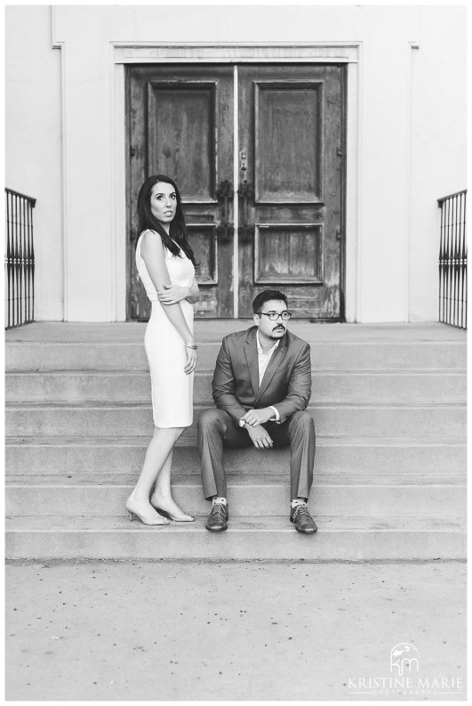 Old doors | black and white photo | Balboa Park Engagement Photo | © Kristine Marie Photography | www.kristinemariephotography.com