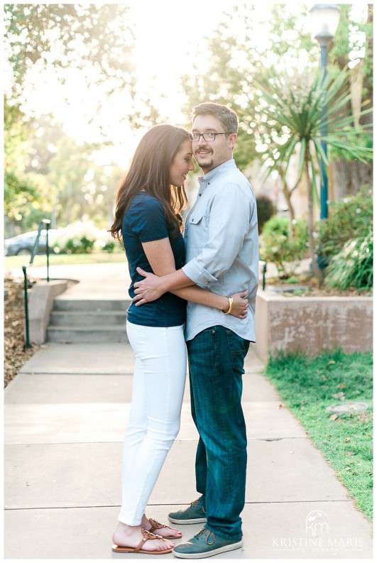 Sunset Balboa Park Engagement Picture | Balboa Park Engagement Photo | © Kristine Marie Photography | www.kristinemariephotography.com