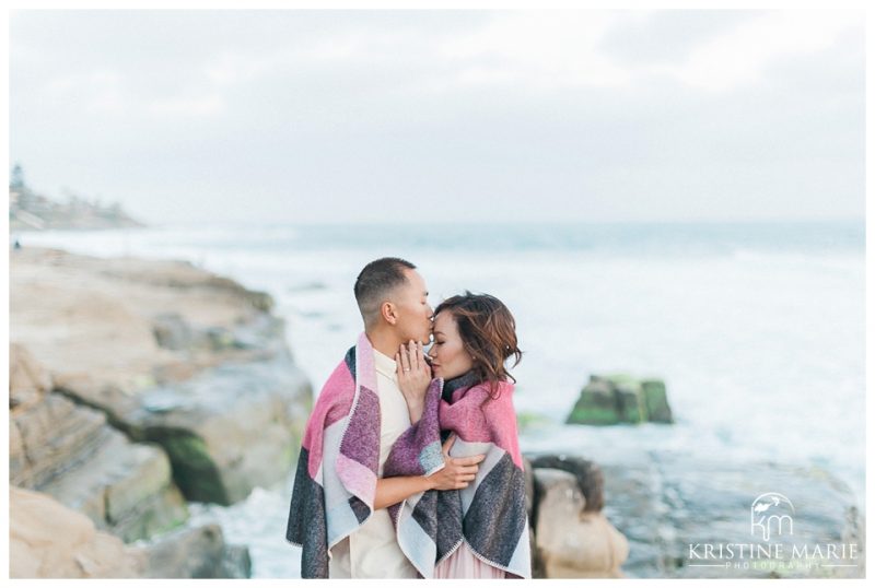 Romantic Sunset Blanket Windandsea Beach La Jolla San Diego Engagement Photo | © Kristine Marie Photography www.kristinemariephotography.com (12)