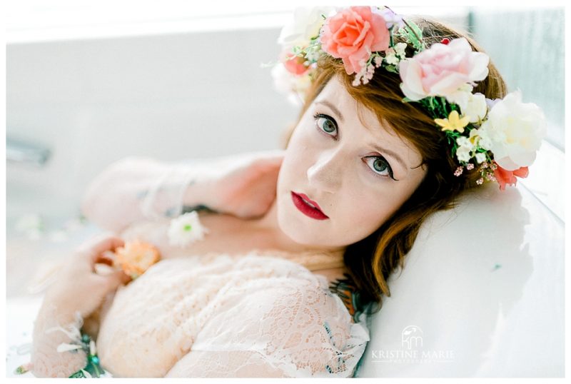 Flower Crown Romantic Milk Bath Photography | Tokyo Yokosuka Yokohama Photographer | © Kristine Marie Photography