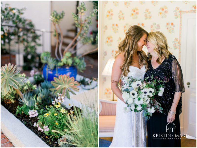 succulent garden | bride with mom | Darlington House La Jolla Wedding Photo | © Kristine Marie Photography (6)