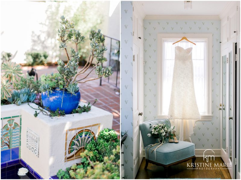 succulent garden lace wedding dress bridal suite Darlington House La Jolla Wedding Photo | © Kristine Marie Photography (7)