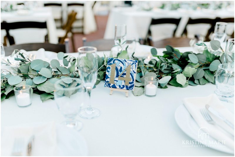 spanish tile table markers Darlington House La Jolla Wedding Photo | © Kristine Marie Photography (49)