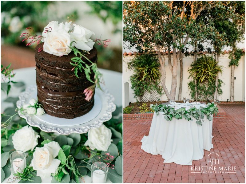 decadent chocolate naked cake Darlington House La Jolla Wedding Photo | © Kristine Marie Photography (51)