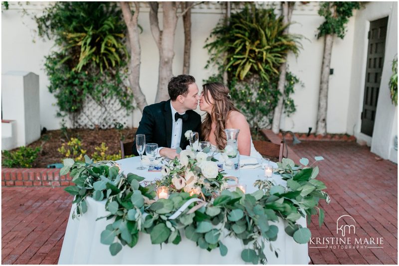 sweetheart table Darlington House La Jolla Wedding Photo | © Kristine Marie Photography (58)