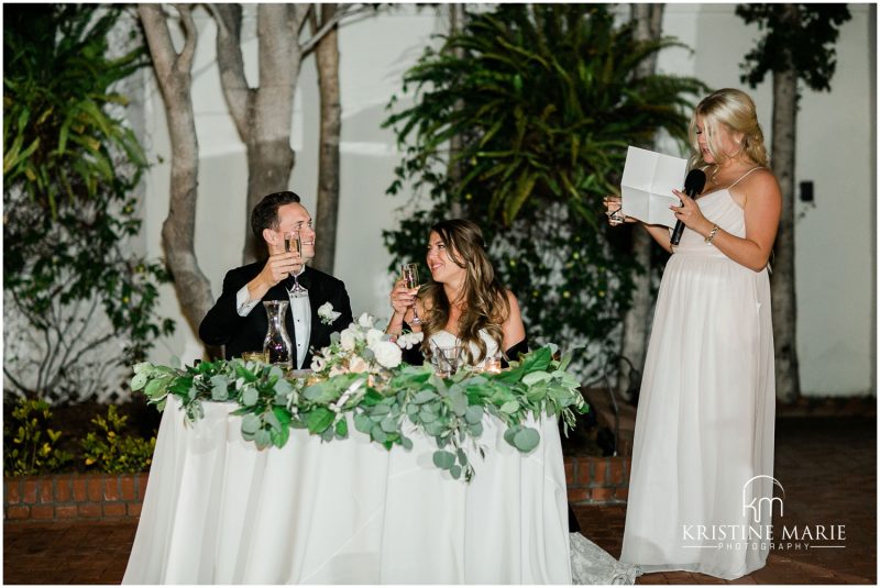 maid of honor toasts Darlington House La Jolla Wedding Photo | © Kristine Marie Photography (59)