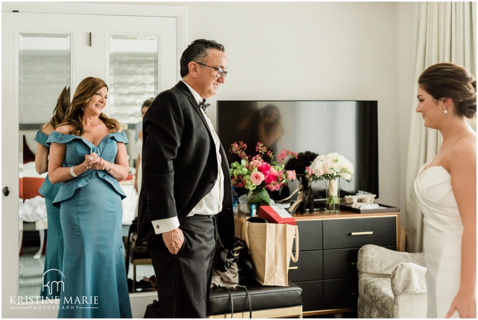 Father of Bride First Look | Four Seasons Hotel San Francisco Wedding Photo | © Kristine Marie Photography