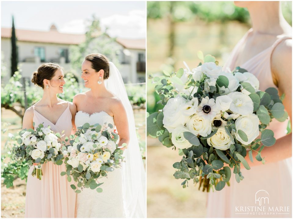 maid of honor and bride bouquet Ponte Winery Wedding Photo | Temecula Photographer | © Kristine Marie Photography (51)