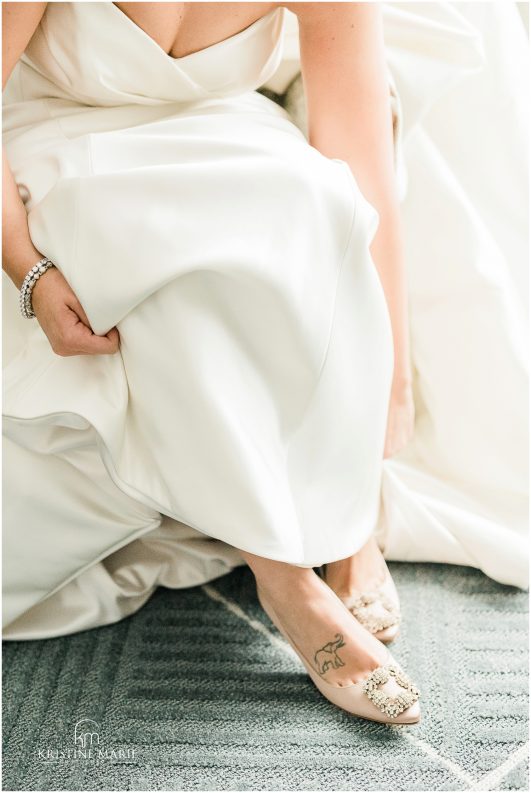 Bridal Shoes Manolo Blahnik | Four Seasons Hotel San Francisco Wedding Photo | © Kristine Marie Photography