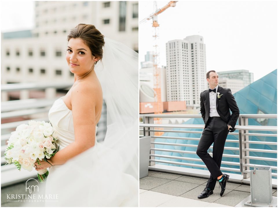 Portrait of Bride and Groom | Terrace Four Seasons Hotel San Francisco Wedding Photographer | © Kristine Marie Photography