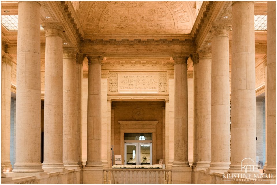 Interior pillars photo | Asian Art Museum San Francisco Wedding Photographer | © Kristine Marie Photography 