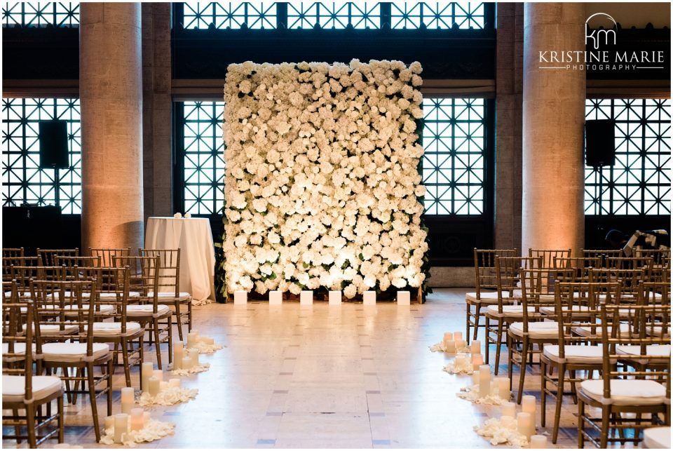 Flower Wall Ceremony photo | Asian Art Museum San Francisco Wedding Photographer | © Kristine Marie Photography 